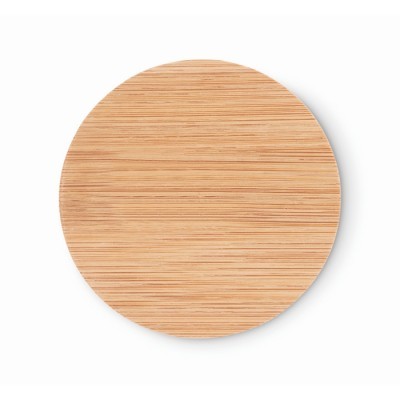 Espejo de maquillaje redondo de madera de bambú